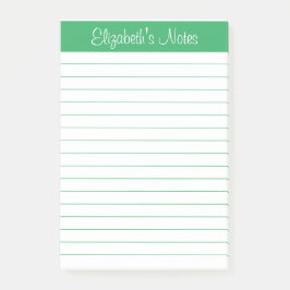Notas Post-it® Nombre verde simple y elegante personalizado