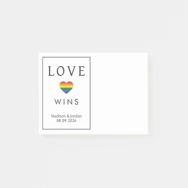 Notas Post-it® Nombres personalizados / Texto Arcoíris LOVE (Anverso)