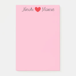 Notas Post-it® Nombres y rosa cardíaco