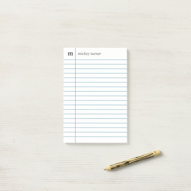 Notas Post-it® Notebook Paper White Add Your Name & Initial (Escritorio)