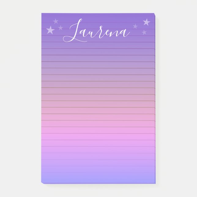 Notas Post-it® Notepad de nombre personalizado Starry Hues (púrpu (Anverso)