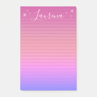 Notas Post-it® Notepad de nombre personalizado Starry Hues (rosa)