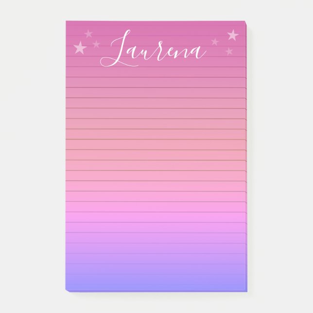 Notas Post-it® Notepad de nombre personalizado Starry Hues (rosa) (Anverso)