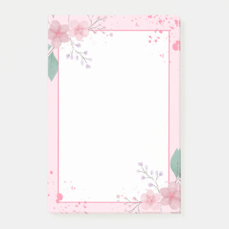 Notas Post-it® Notepad floral con tema rosa