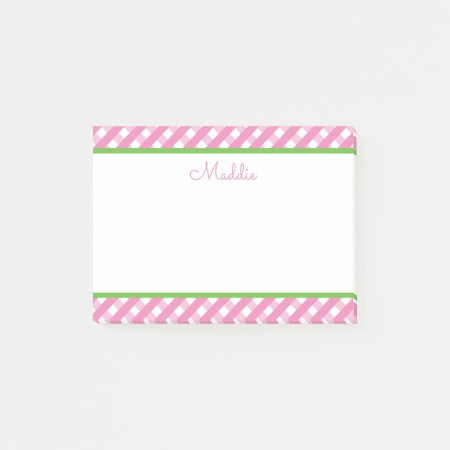 Notas Post-it® Notepad personalizado post-it de Cute Gingham (Anverso)