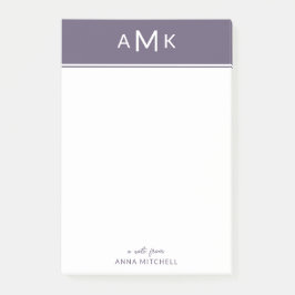 Notas Post-it® Notepad rígido clásico de monograma personal