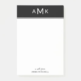 Notas Post-it® Notepad rígido clásico de monograma personal