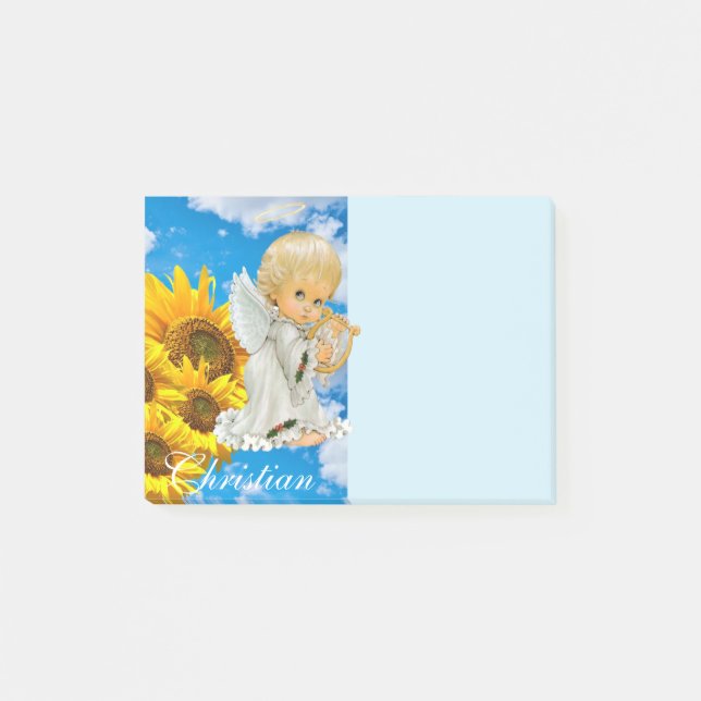 Notas Post-it® Notes Post it Notes, Sunflower Baby Angel Floral (Anverso)