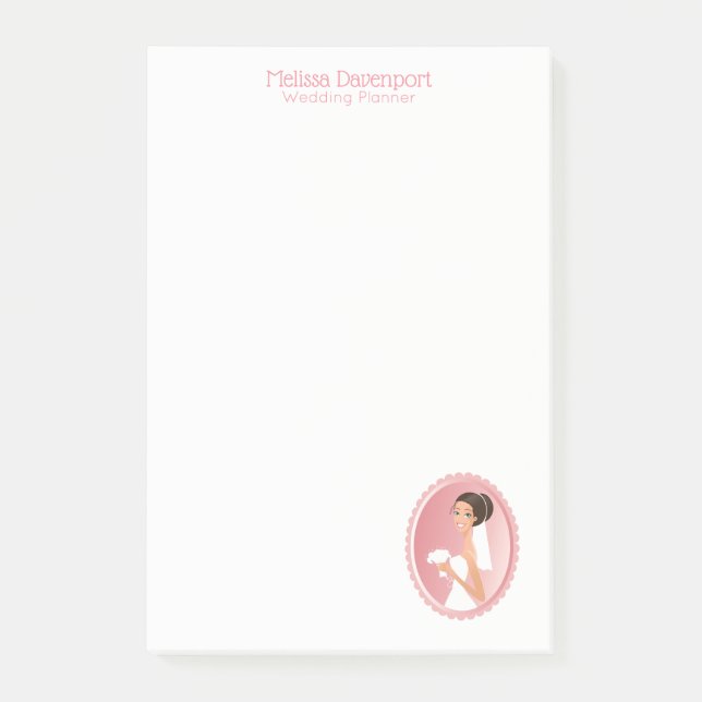 Notas Post-it® Novia con un vestido Boda blanco llevando un Bouqu (Anverso)
