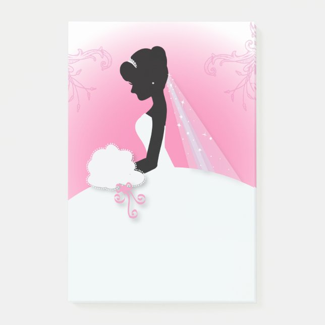 Notas Post-it® Novia Sra. Derecha Silueta de novia Rosa (Anverso)