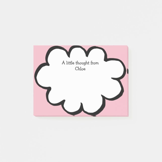 Notas Post-it® Nube Bonita Mensaje Personalizado Nombre Rosa (Anverso)
