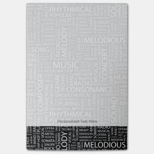 Notas Post-it® Nube de palabras de patrón de MÚSICA