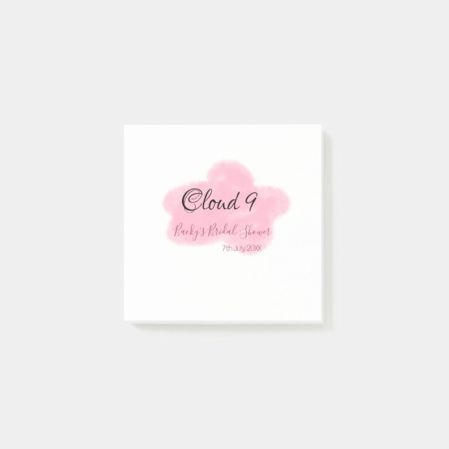 Notas Post-it® Nubes nueve rosa pastel despedida de soltera nombr (Anverso)