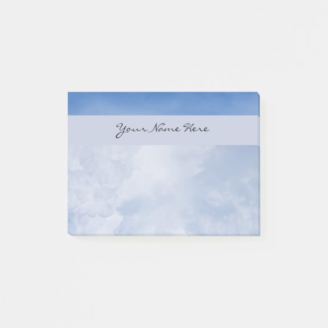 Notas Post-it® Nubes y cielo azul mullidos personalizados (Anverso)