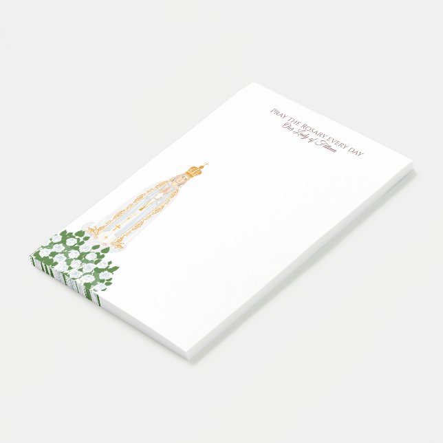 Notas Post-it® Nuestra Señora de Fátima y rosas blancas (En perspectiva)