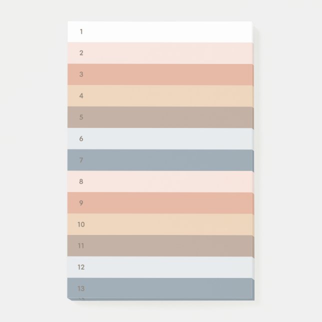 Notas Post-it numeradas de franjas boho (Anverso)