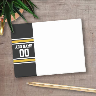 Notas Post-it® Número de nombre personalizado de Jersey de Black