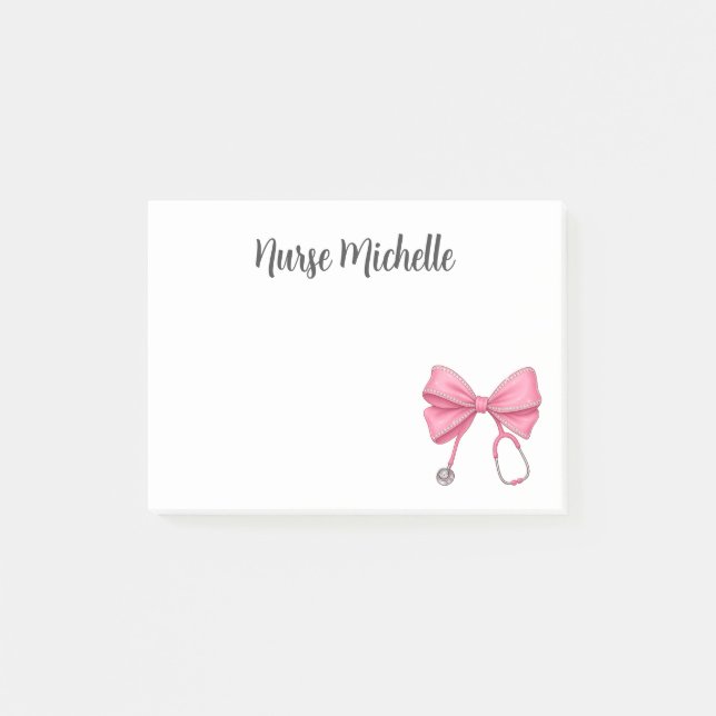 Notas Post-it® Nurse Coquette Pink Bow (Anverso)