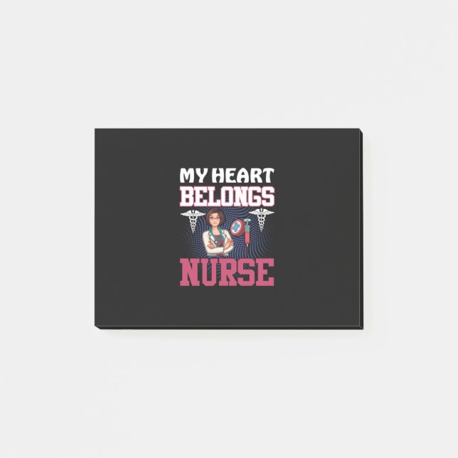 Notas Post-it® Nurse Gift | My Heart Belongs Nurse (Anverso)