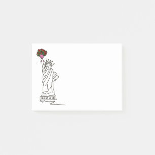 Notas Post-it® NYC Estatua de la Libertad Flor Rosa Bouquet Post