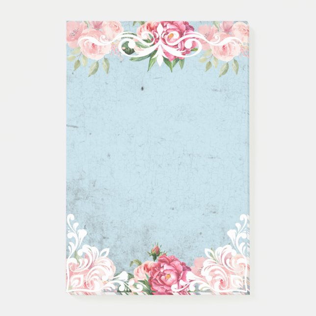 Notas Post-it® Obra artística francesa decorativa florida con enc (Anverso)