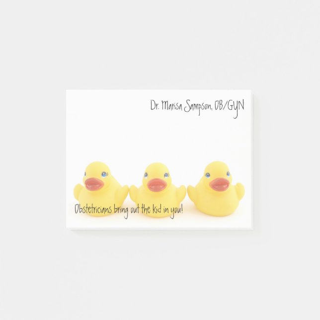 Notas Post-it® Obstetricistas y pollos de goma amarillos (Anverso)