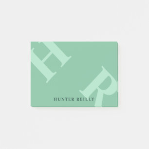 Notas Post-it® Ocean Green & Mint Tilted Initials & Name