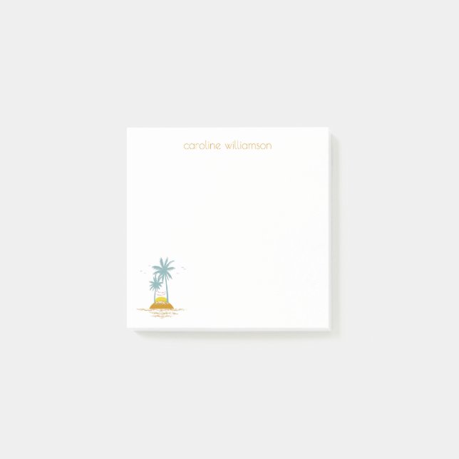 Notas Post-it® Océano y palmeras tropicales personalizados (Anverso)