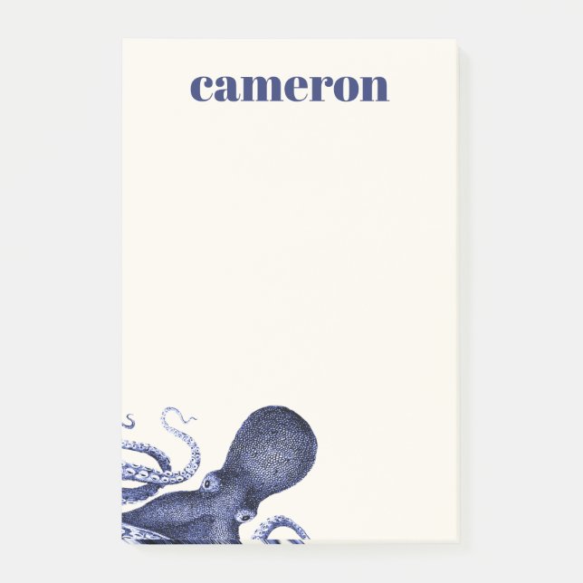 Notas Post-it® Octopus azul paisajístico (Anverso)