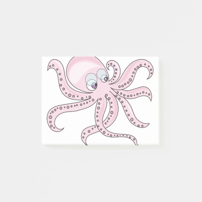 Notas Post-it® Octopus rosa divertido (Anverso)