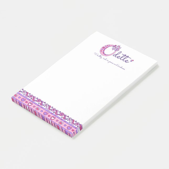 Notas Post-it® Odette personalizado O nombre que significa public (En perspectiva)