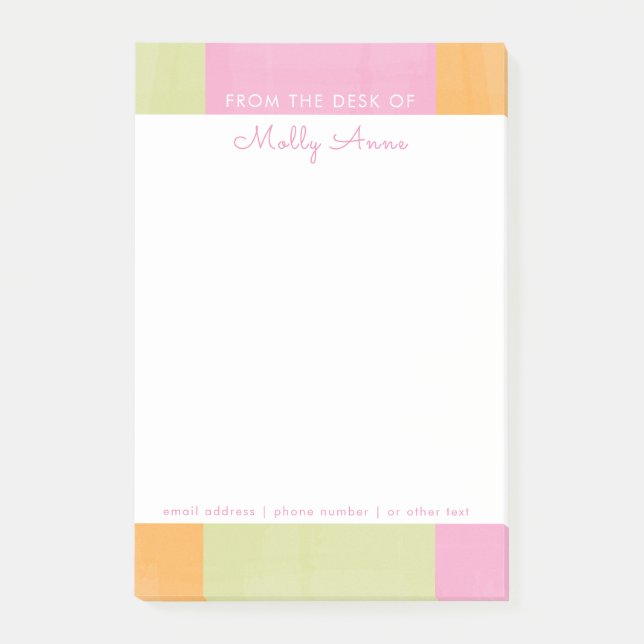 Notas Post-it® Oficina escolar de niñas Naranja verde rosa de col (Anverso)