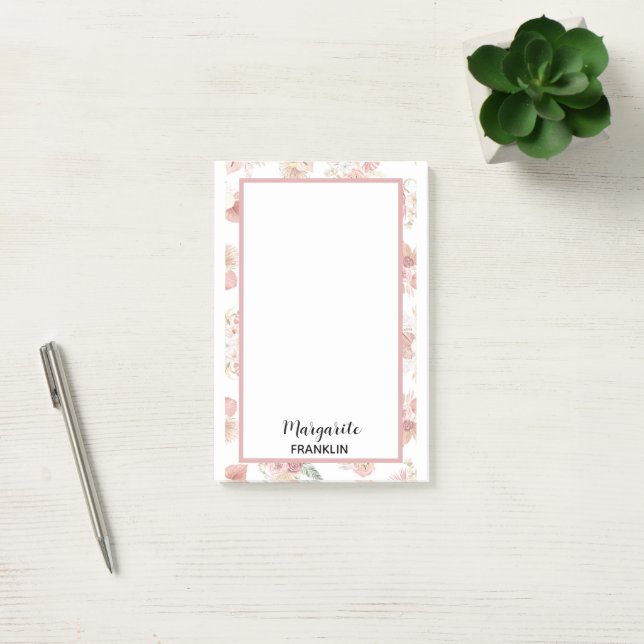 Notas Post-it® Oficina personal personalizada Boho Pink Florals (Oficina)