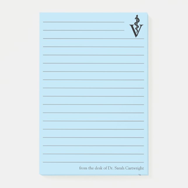 Notas Post-it® Oficina Veterinaria Azul Personalizada (Anverso)