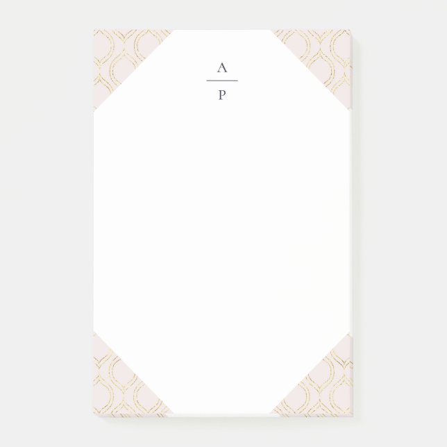 Notas Post-it® Ogeo rosa y dorado monogramado (Anverso)