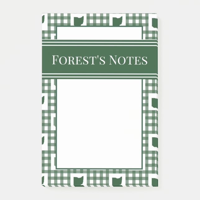 Notas Post-it® Ohio Gingham Verde (Anverso)