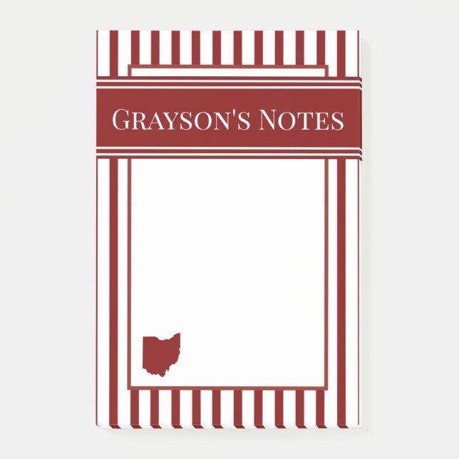 Notas Post-it® Ohio Red Stripe (Anverso)