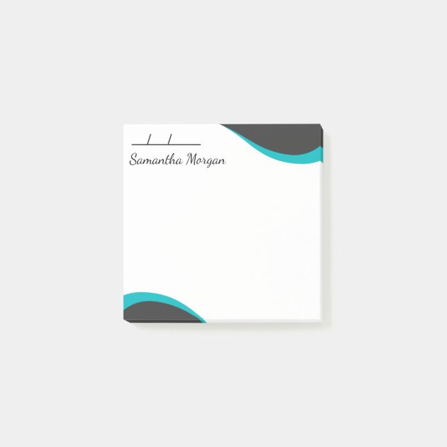 Notas Post-it® Olas azules y negras elegantes personalizables (Anverso)