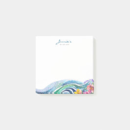 Notas Post-it® Olas de azul marino bohemia y turquesa