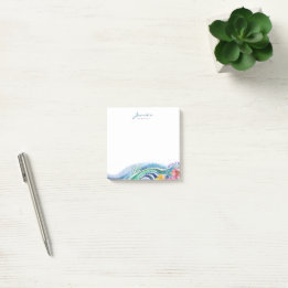 Notas Post-it® Olas de azul marino bohemia y turquesa