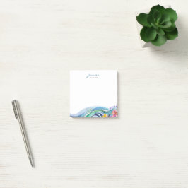 Notas Post-it® Olas de azul marino bohemia y turquesa