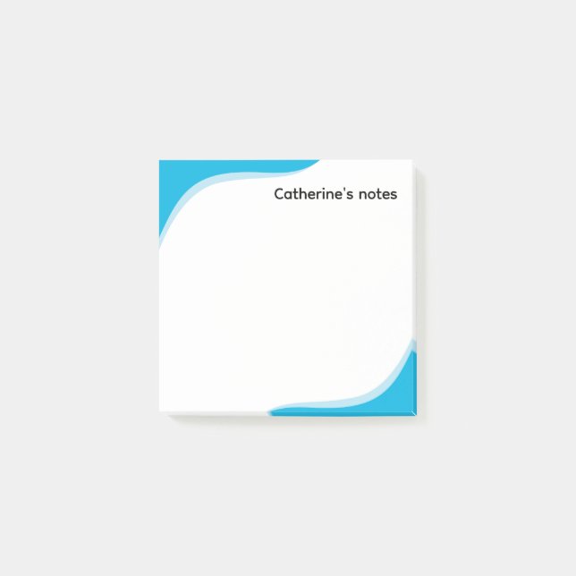 Notas Post-it® Olas simples azules y negras personalizables (Anverso)