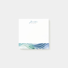 Notas Post-it® Olas Verde azuladas y azules marinas bohemias