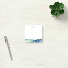 Notas Post-it® Olas Verde azuladas y azules marinas bohemias