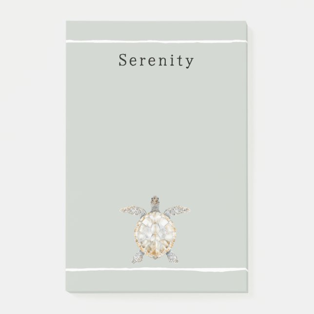 Notas Post-it® Olive Green Sea Turtle Personalized  (Anverso)