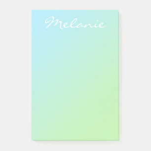Notas Post-it® Ombre de Escritura Moderna en Azul Verde Acuático