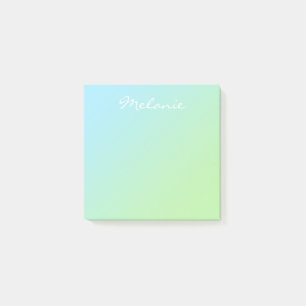 Notas Post-it® Ombre de Escritura Moderna en Azul Verde Acuático