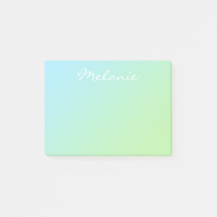 Notas Post-it® Ombre de Escritura Moderna en Azul Verde Acuático
