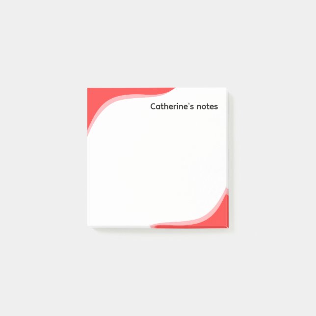 Notas Post-it® Ondas rojas y negras simples personalizables (Anverso)