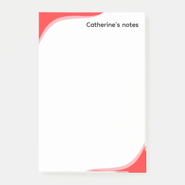 Notas Post-it® Ondas rojas y negras simples personalizables (Anverso)